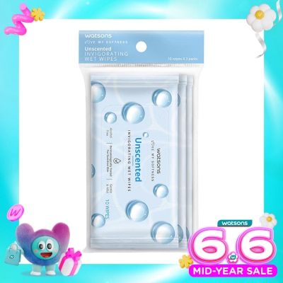 WATSONS COLLECTION - Unscented Invigorating Wet Wipes 3X10'S