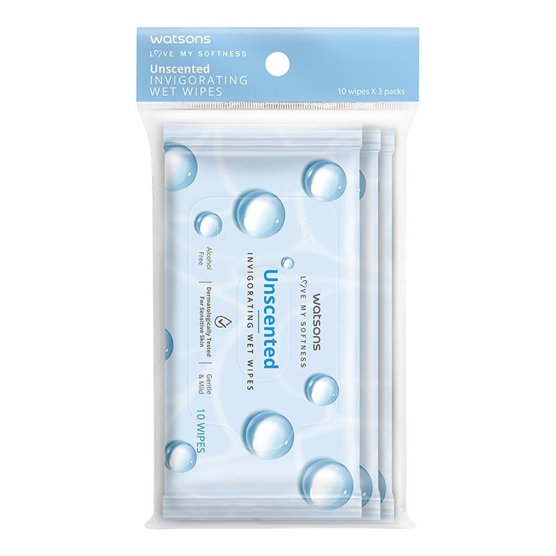Unscented Invigorating Wet Wipes 3X10'S