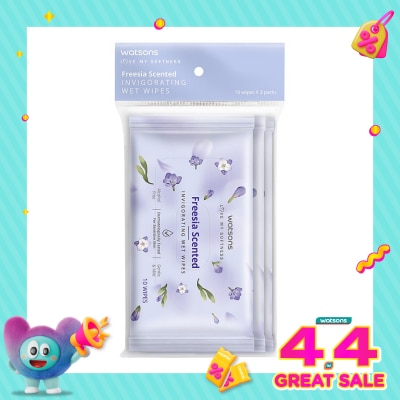 WATSONS - Freesia Scented Invigorating Wet Wipes 3X10'S