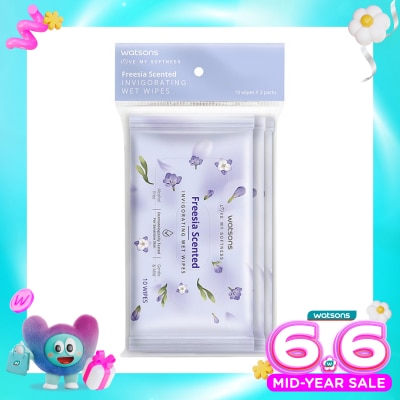 WATSONS COLLECTION - Freesia Scented Invigorating Wet Wipes 3X10'S