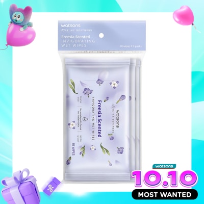 WATSONS COLLECTION Freesia Scented Invigorating Wet Wipes 3X10'S image