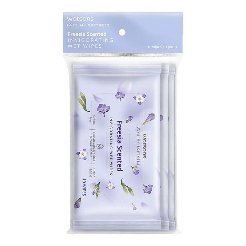 Freesia Scented Invigorating Wet Wipes 3X10'S
