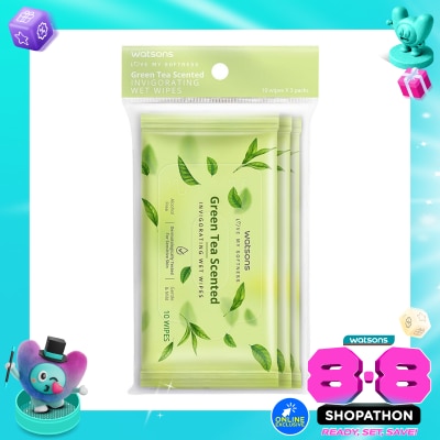 WATSONS COLLECTION - Green Tea Scented Invigorating Wet Wipes 3X10'S image