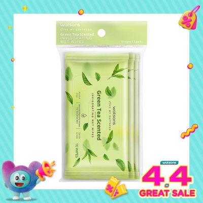 WATSONS - Green Tea Scented Invigorating Wet Wipes 3X10'S