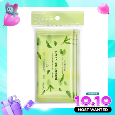 WATSONS COLLECTION Green Tea Scented Invigorating Wet Wipes 3X10'S image