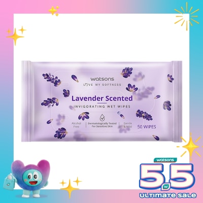 WATSONS - Lavender Scented Invigorating Wet Wipes 50'S