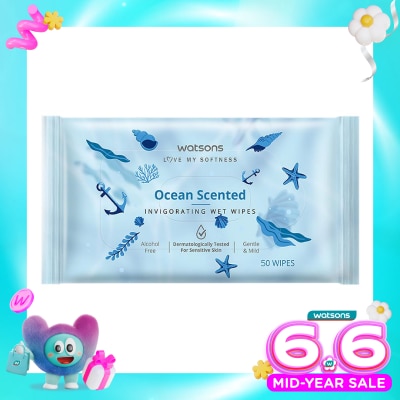 WATSONS COLLECTION - Ocean Scented Invigorating Wet Wipes 50'S
