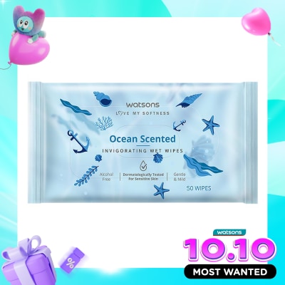WATSONS COLLECTION Ocean Scented Invigorating Wet Wipes 50'S image