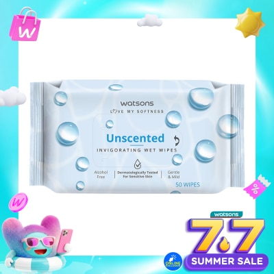 WATSONS COLLECTION - Unscented Invigorating Wet Wipes 50'S