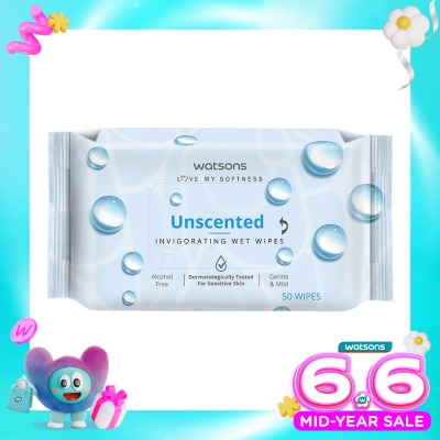 WATSONS COLLECTION - Unscented Invigorating Wet Wipes 50'S