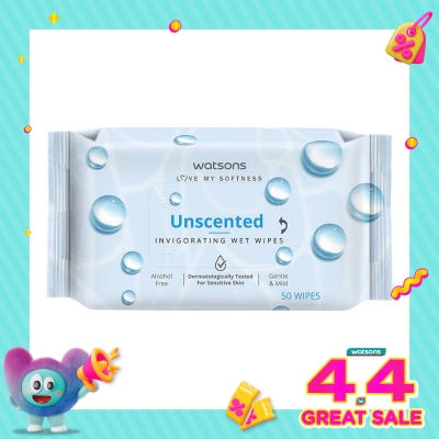 WATSONS - Unscented Invigorating Wet Wipes 50'S