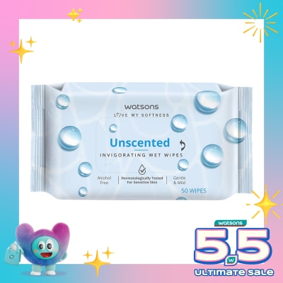 WATSONS - Unscented Invigorating Wet Wipes 50'S