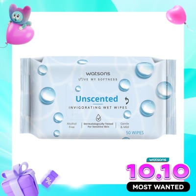 WATSONS COLLECTION Unscented Invigorating Wet Wipes 50'S image