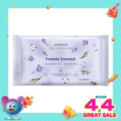 WATSONS - Freesia Scented Invigorating Wet Wipes 50'S