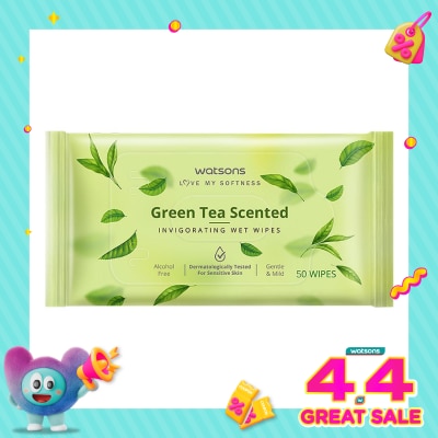 WATSONS - Green Tea Scented Invigorating Wet Wipes 50'S