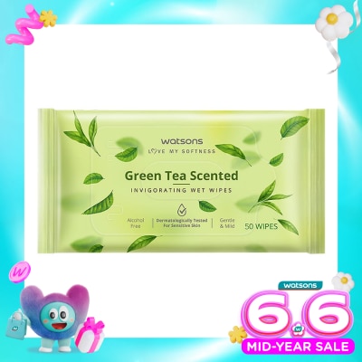 WATSONS COLLECTION - Green Tea Scented Invigorating Wet Wipes 50'S