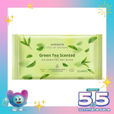 WATSONS - Green Tea Scented Invigorating Wet Wipes 50'S