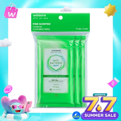 WATSONS COLLECTION - Antibacterial Pine Scented Cleansing Wipes 3X10'S