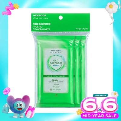 WATSONS COLLECTION - Antibacterial Pine Scented Cleansing Wipes 3X10'S