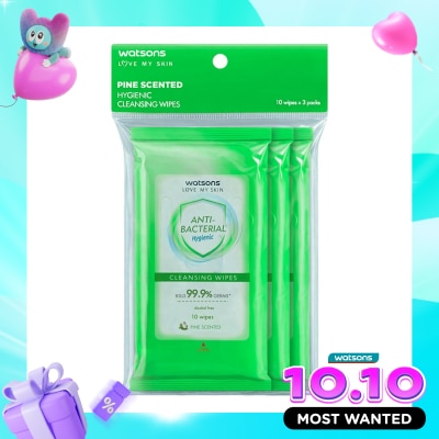 WATSONS COLLECTION Antibacterial Pine Scented Cleansing Wipes 3X10'S image