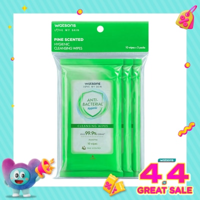 WATSONS - Antibacterial Pine Scented Cleansing Wipes 3X10'S