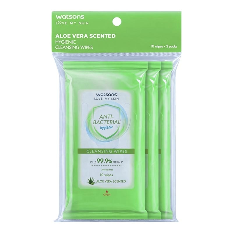 Antibacterial Aloe Vera Scented Cleansing Wipes 3X10'S