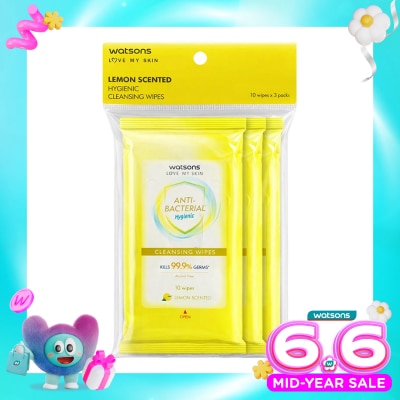WATSONS COLLECTION - Antibacterial Lemon Scented Cleansing Wipes 3X10'S