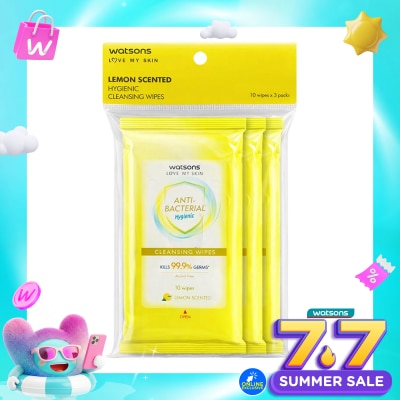WATSONS COLLECTION - Antibacterial Lemon Scented Cleansing Wipes 3X10'S