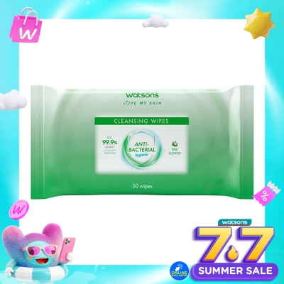 WATSONS COLLECTION - Antibacterial Pine Scented Cleansing Wipes 50'S
