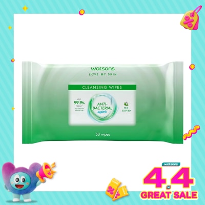 WATSONS - Antibacterial Pine Scented Cleansing Wipes 50'S