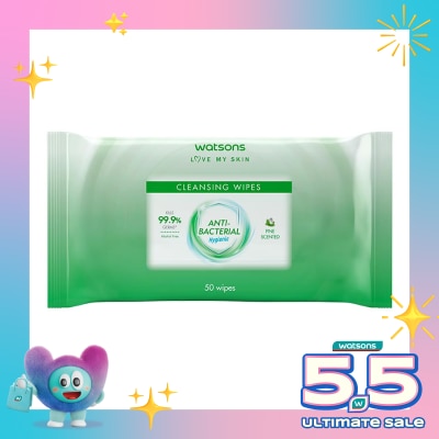 WATSONS - Antibacterial Pine Scented Cleansing Wipes 50'S
