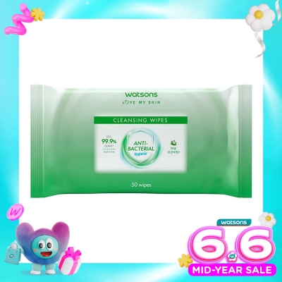 WATSONS COLLECTION - Antibacterial Pine Scented Cleansing Wipes 50'S