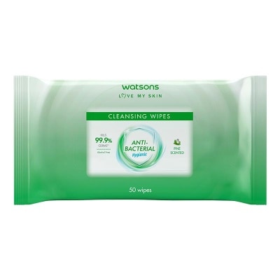 WATSONS Antibacterial Pine Scented Cleansing Wipes 50'S