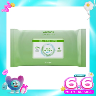 WATSONS COLLECTION - Antibacterial Aloe Vera Scented Cleansing Wipes 50'S