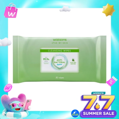 WATSONS COLLECTION - Antibacterial Aloe Vera Scented Cleansing Wipes 50'S