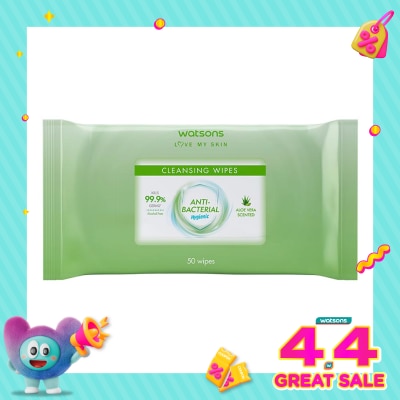 WATSONS - Antibacterial Aloe Vera Scented Cleansing Wipes 50'S