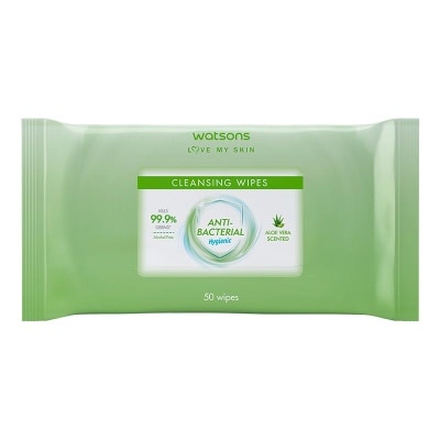 WATSONS Antibacterial Aloe Vera Scented Cleansing Wipes 50'S