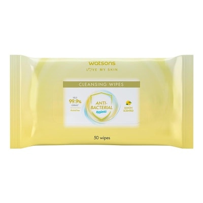 WATSONS Antibacterial Lemon Scented Cleansing Wipes 50'S