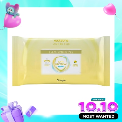 WATSONS COLLECTION Antibacterial Lemon Scented Cleansing Wipes 50'S image
