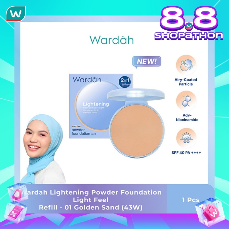 Wardah Refill Lightening Powder Foundation Light Feel 01 Golden Sand (43W) 12g