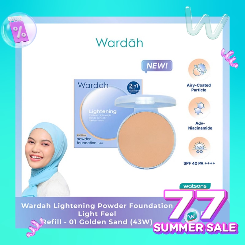 Wardah Refill Lightening Powder Foundation Light Feel 01 Golden Sand (43W) 12g
