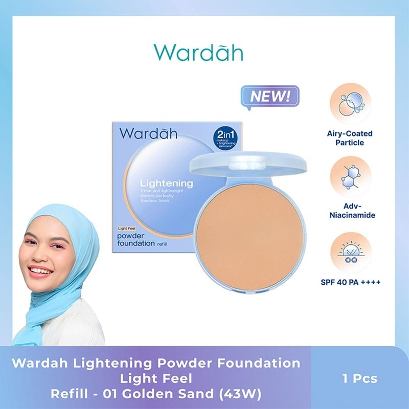 Wardah Refill Lightening Powder Foundation Light Feel 01 Golden Sand (43W) 12g