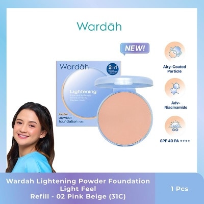 WARDAH Wardah Refill Lightening Powder Foundation Light Feel 02 Pink Beige (31C) 12g