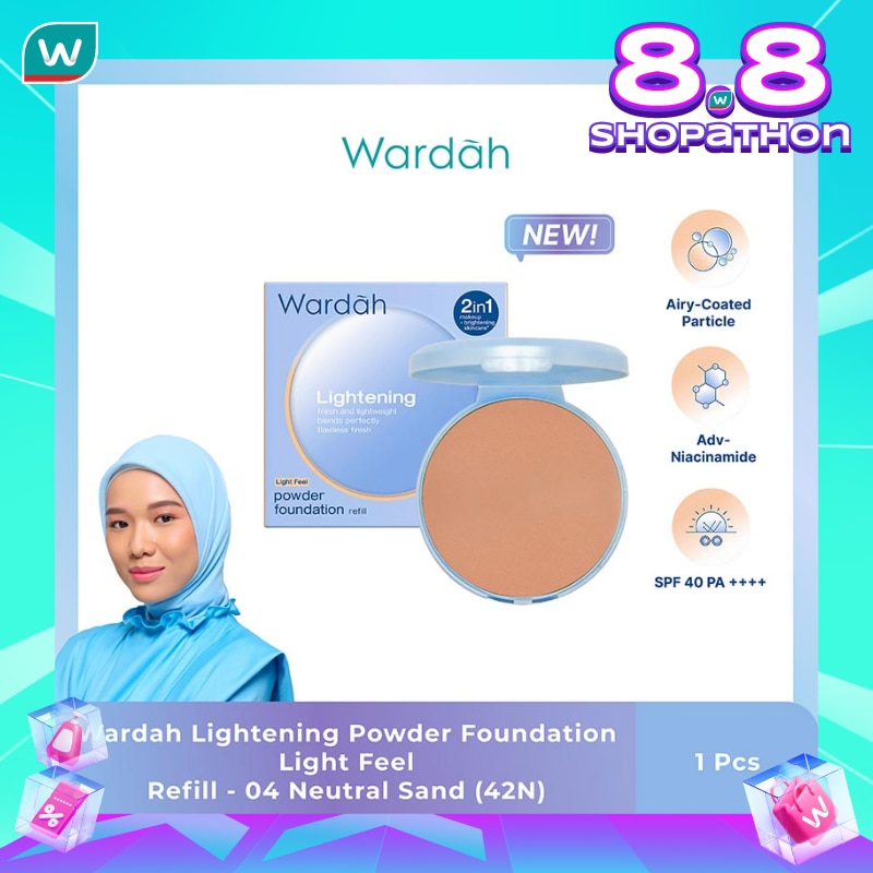 WARDAH Wardah Refill Lightening Powder Foundation Light Feel 04 Neutral Sand (42N) 12g