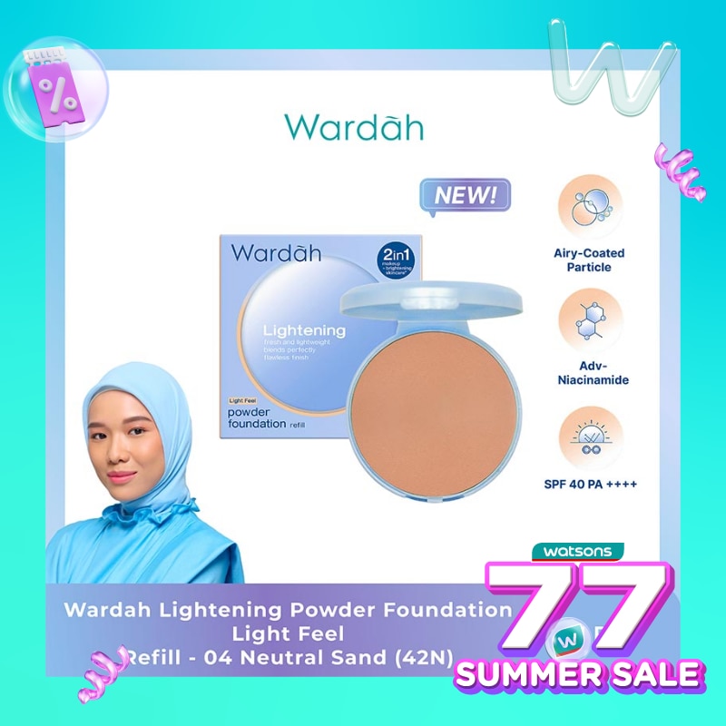 WARDAH Wardah Refill Lightening Powder Foundation Light Feel 04 Neutral Sand (42N) 12g