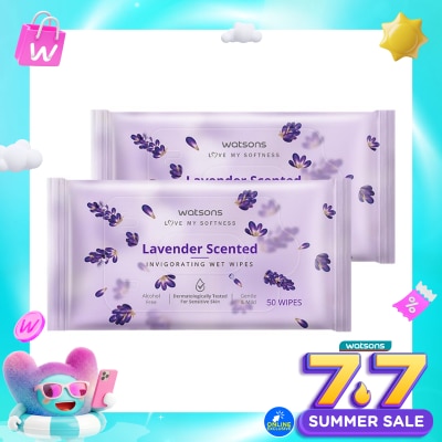 WATSONS COLLECTION - Invigorating Wet Wipes Lavender 2 X 50'S