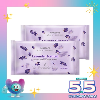 WATSONS - Invigorating Wet Wipes Lavender 2 X 50'S