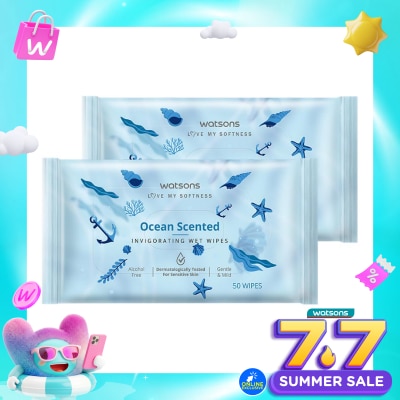 WATSONS COLLECTION - Invigorating Wet Wipes Ocean 2 X 50'S