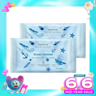 WATSONS COLLECTION - Invigorating Wet Wipes Ocean 2 X 50'S