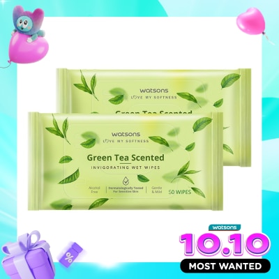WATSONS COLLECTION Invigorating Wet Wipes Green Tea 2 X 50'S image